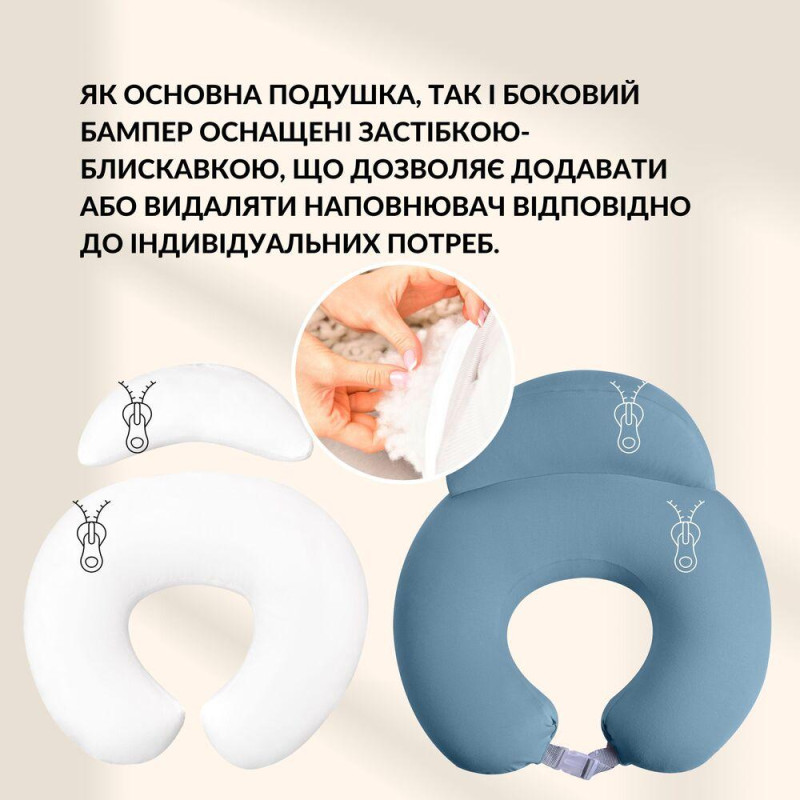 Подушка для годування диванчик 60х70х16 см бавовна антиалергенна, для зручності мами, з блискавкою м'ята