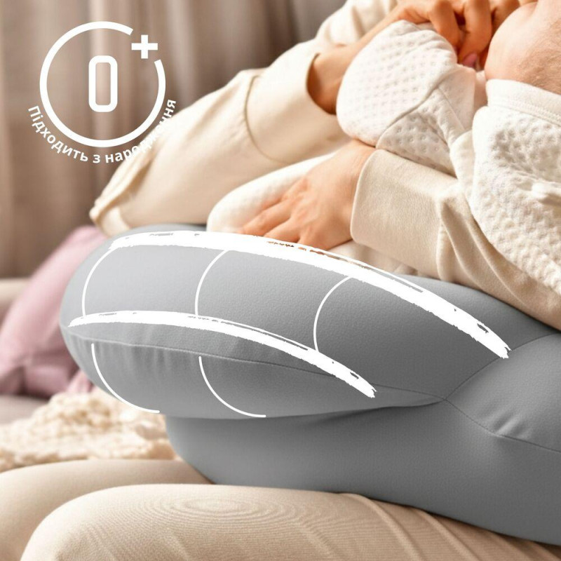 Подушка для годування диванчик 60х70х16 см бавовна антиалергенна, для зручності мами, з блискавкою сирій-беж