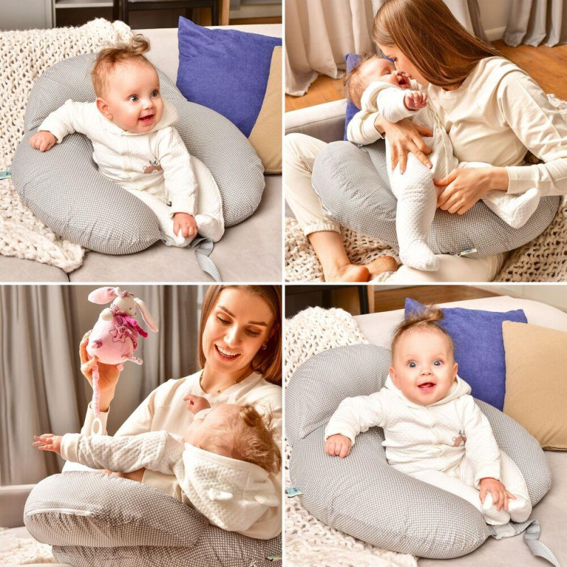 Подушка для годування диванчик 60х70х16 см бавовна антиалергенна, для зручності мами, з блискавкою сирій-беж