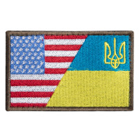 Шеврон на липучці України та США подвійний Україна та Америка 5х8 см вишитий патч нашивка