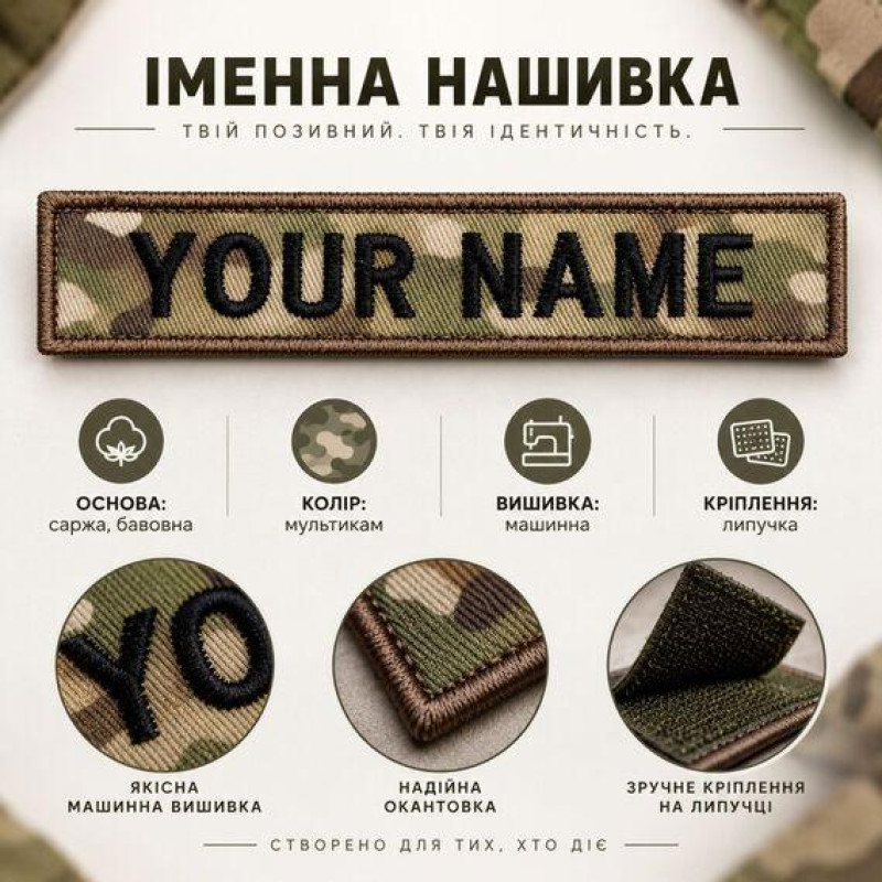 Іменний шеврон на замовлення IDEIA, мультикам 2,5×12 см