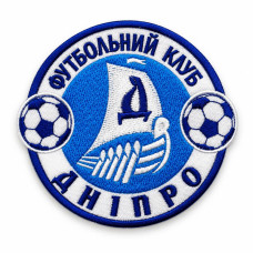 Шеврон на липучці ФК «Дніпро» 8 см, вишитий патч із габардину