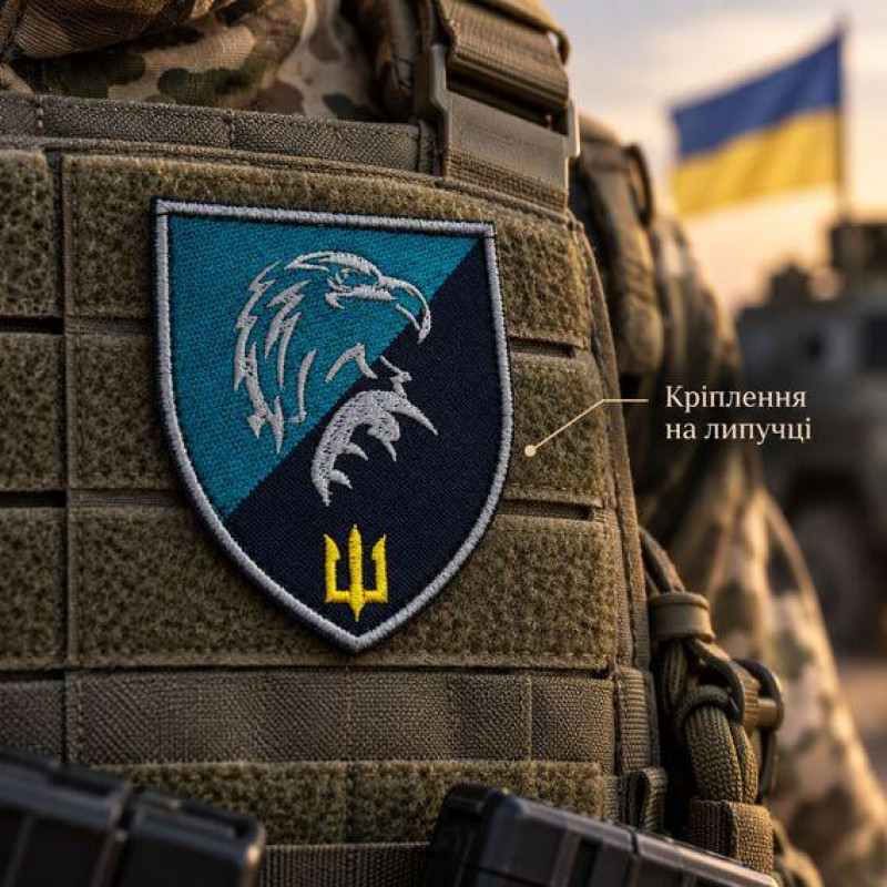 Шеврон 426 батальйону безпілотних систем КМП з Тризубом 7×8 см на липучці, вишитий патч