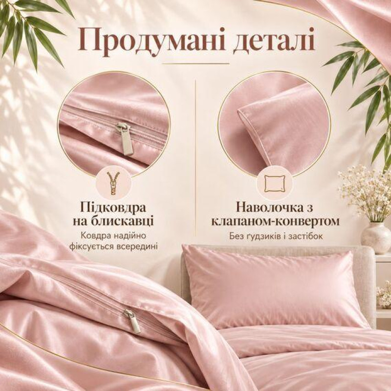 Комплект постільної білизни Євро IDEIA Bamboo, сатин зі 100% бамбука, 300 ТС