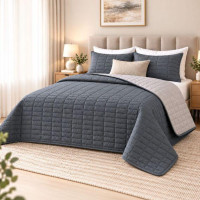 Двостороннє покривало IDEIA Stone Grey 220х240 см, мікрофібра, сіре