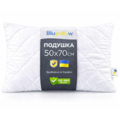 Гіпоалергенна подушка Bluyellow Home 50×70 см, біла, з регульованою висотою та стьобаним чохлом на блискавці