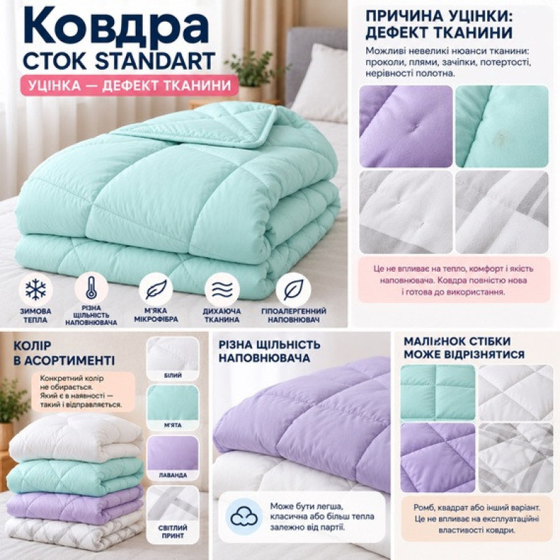 Ковдра уцінка IDEIA STANDART мікрофібра 8-36461*001 175х210 см, тепла