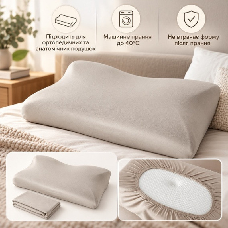 Ортопедична подушка IDEIA ErgoSleep ID8-36810 61х34х12 см з ефектом пам’яті та 2 наволочками