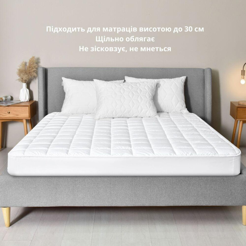 Наматрацник 180×200×35 SleepDream з натяжним бортом периметром, гіпоалергенний, надплотний, захисний