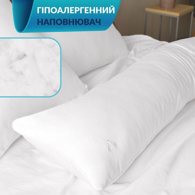 Подушка ортопедическая с наволочкой сатин для сна и отдыха S-Form IDEIA 40х130 см антиаллергенная с молнией