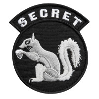 Шеврон на липучці Secret Squirrel 7,5×8,5 см вишитий патч, нашивка, шеврон Білка Розводка