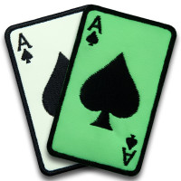 Набір шевронів 2 шт Мапа Туз Пік, Ace of Spades, світяться в темряві, на липучці, 5×8 см, вишитий патч,