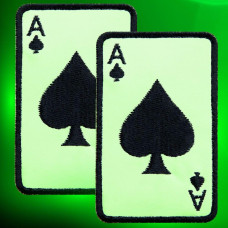 Набір шевронів 2 шт Мапа Туз Пік, Ace of Spades, світяться в темряві, на липучці, 5×8 см, вишитий патч,