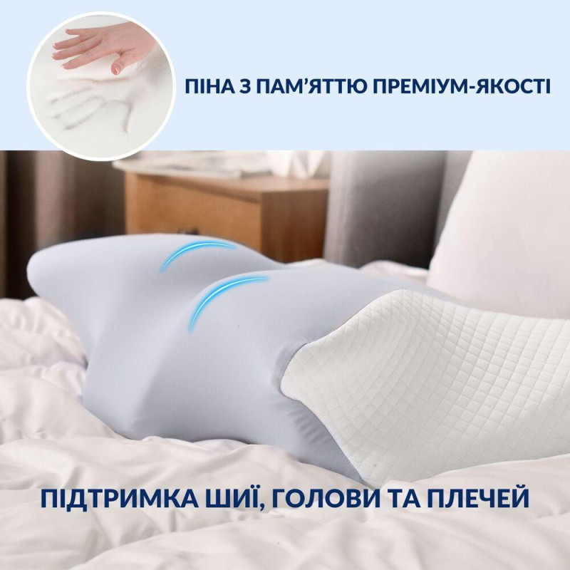 Подушка ортопедична ErgoSleep 61х34х12 см IDEIA анатомічна з ефектом пам'яті для сну на боці, спині