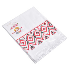 Рушник серветка з українським орнаментом IDEIA 40x140 см з мереживом