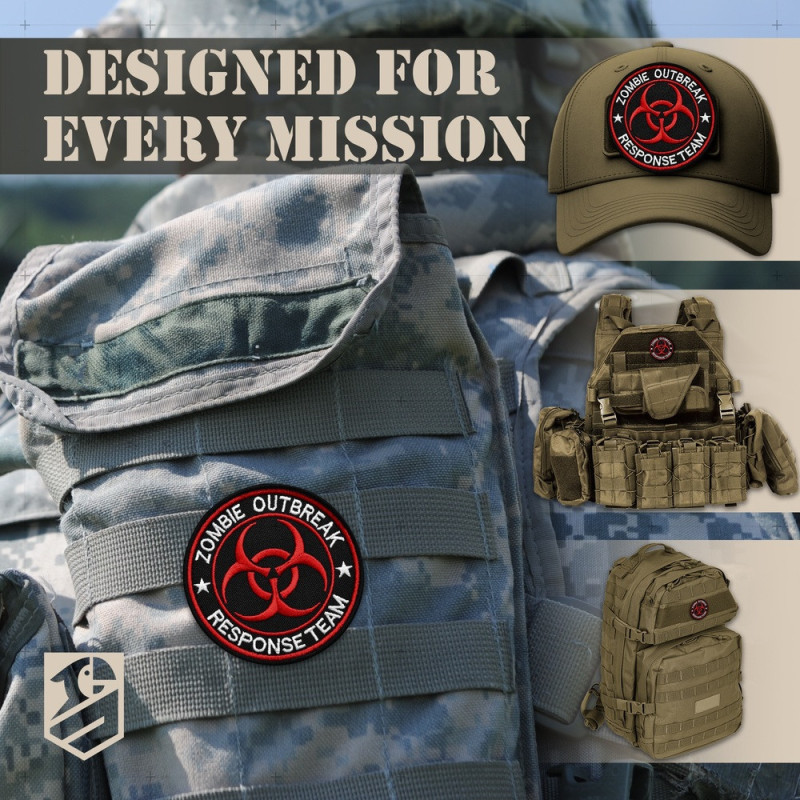 Набір шевронів 2 шт Zombie Outbreak Response Team 8 см, вишитий патч нашивка шеврон