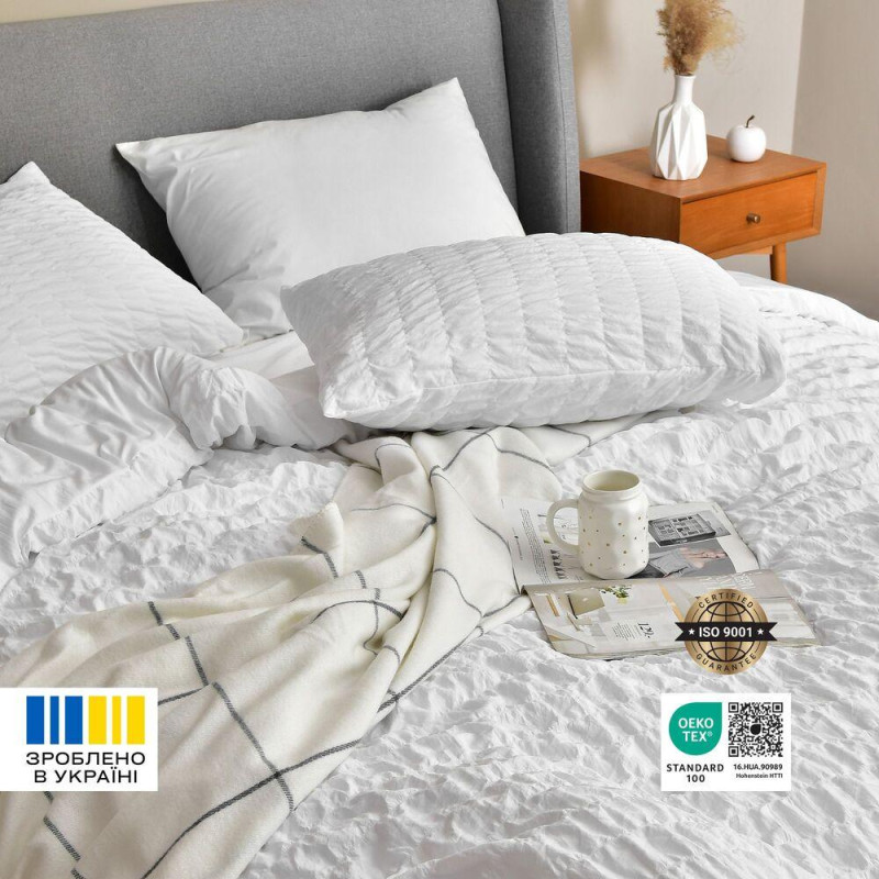 Набір постільний CloudDream полуторний IDEIA ковдра 140х210 + шт подушка 50х70 білий, штучний пух,