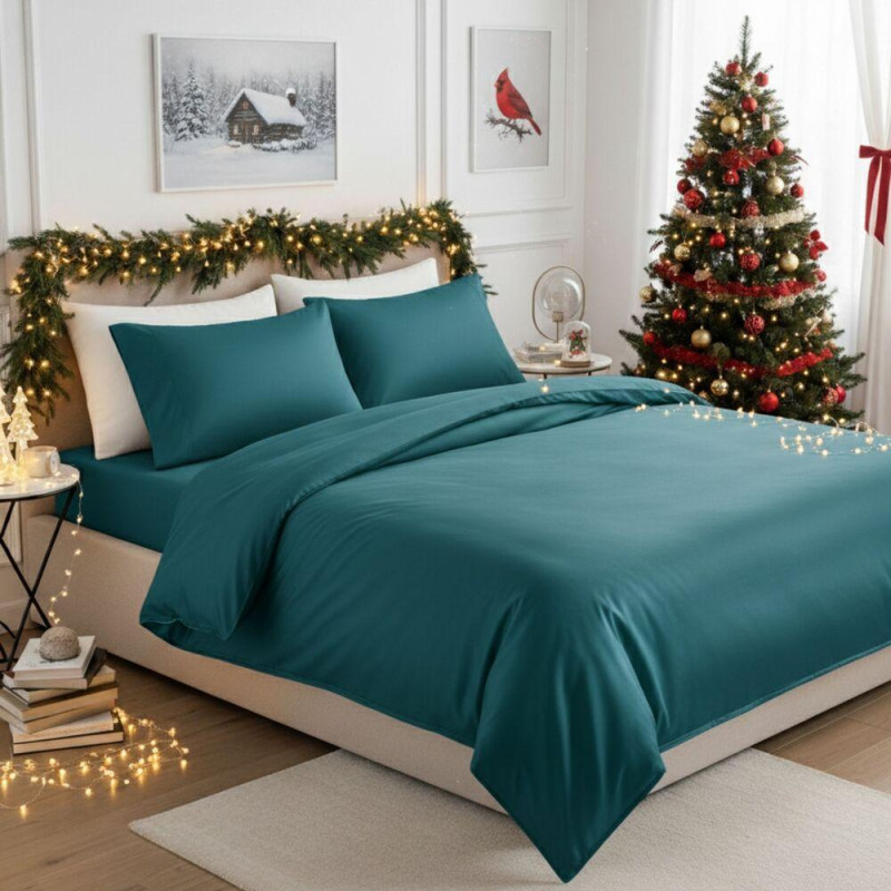 Комплект постільної білизни IDEIA євро 200х220 сатин бавовна преміум м'ята