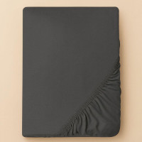 Простирадло трикотажне 180/200х200х35 см на гумці IDEIA, еластичне, трикотаж, бавовна т/сіра