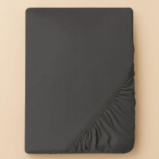 Простирадло трикотажне 180/200х200х35 см на гумці IDEIA, еластичне, трикотаж, бавовна т/сіра