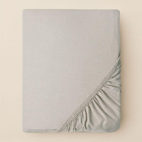 Простирадло трикотажне 180/200х200х35 см на гумці IDEIA, еластичне, трикотаж, бавовна сірий/беж