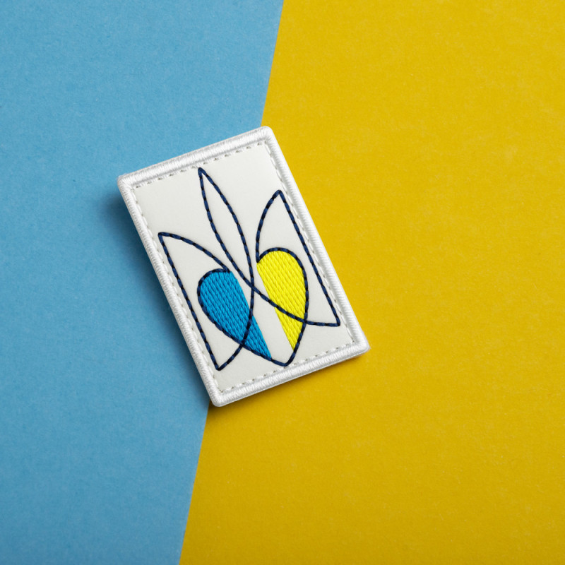 Набір шевронів 2 шт. із липучкою Тризуб, що світяться в темряві 2,6х4 см вишитий патч, нашивка, шеврон