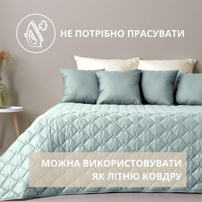 Покривало полуторне 140х210 см IDEIA стьобане двостороннє якісна стібка мікрофібра на ліжко, диван