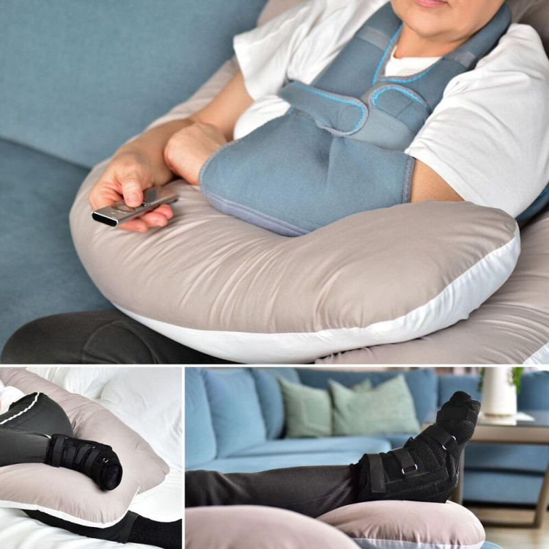 Подушка для сну та відпочинку для вагітних П-форми IDEIA 140х75х20 см з U-shape з наволочкою на блискавці фігурна сіро/біла