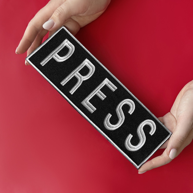 Шеврон на липучці для журналістів Преса Press 8х25 см вишитий патч нашивка для працівників медіа та ЗМІ