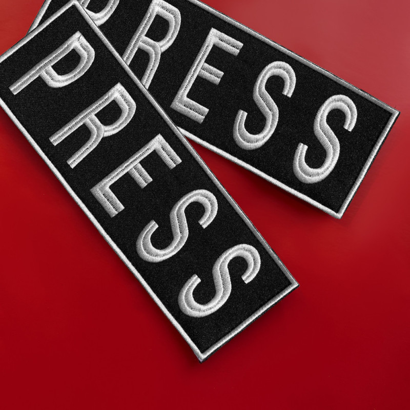 Шеврон на липучці для журналістів Преса Press 8х25 см вишитий патч нашивка для працівників медіа та ЗМІ