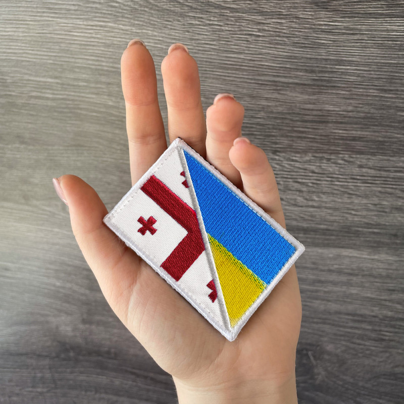 Набір шевронів 2 шт на липучці Грузія та Україна прапор Грузії та України вишитий патч нашивка шеврон 8х5,5 см