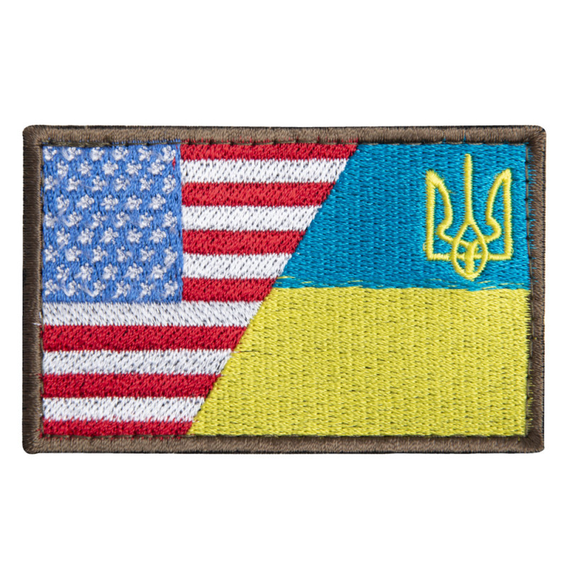 Шеврон на липучці України та США подвійний Україна та Америка 5х8 см вишитий патч нашивка