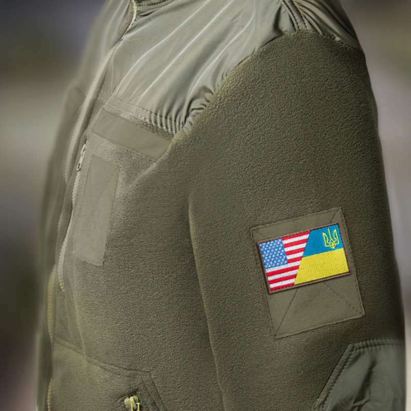 Шеврон на липучці України та США подвійний Україна та Америка 5х8 см вишитий патч нашивка