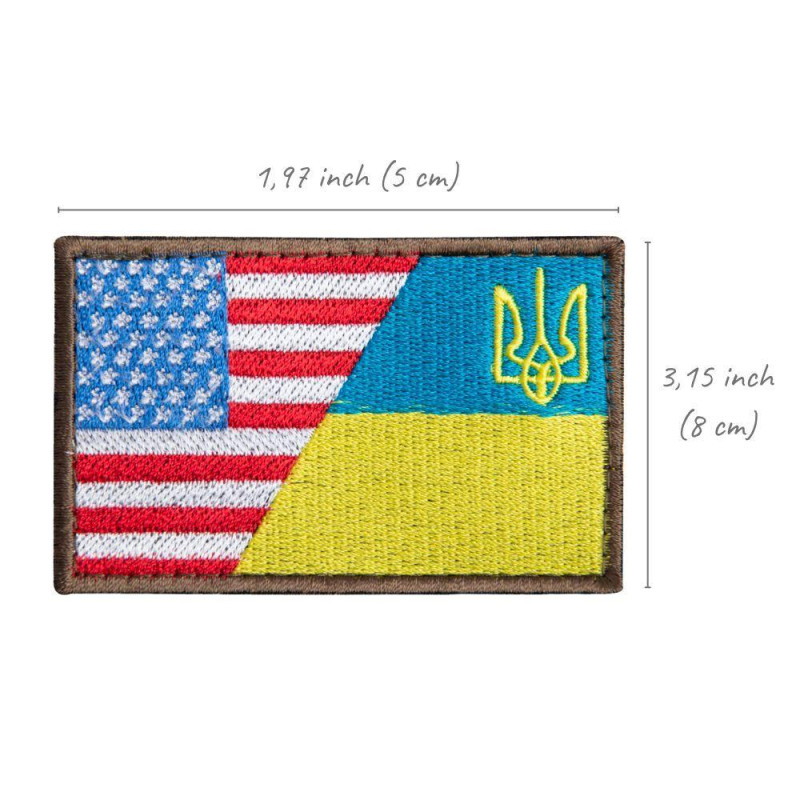 Шеврон на липучці України та США подвійний Україна та Америка 5х8 см вишитий патч нашивка