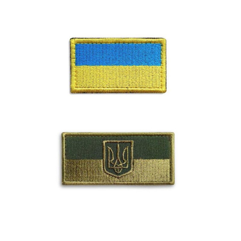 Набір шевронів 2 шт на липучці Прапор України вишитий патч нашивка