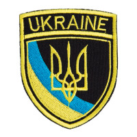 Шеврон нашивка на липучці Тризуб України UKRAINE 6,5х8 см вишитий патч