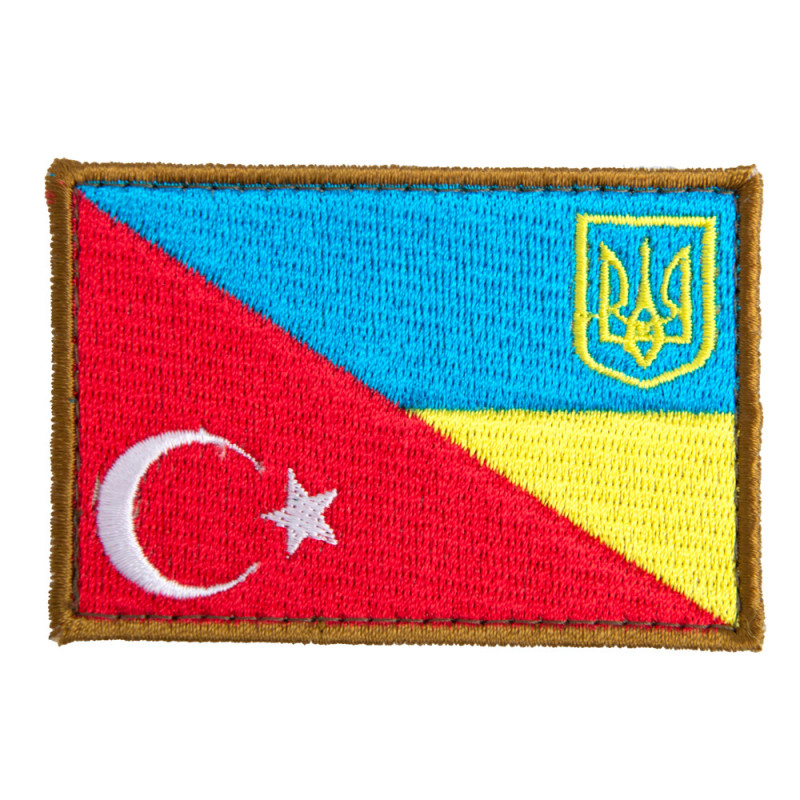 Набір шевронів 2 шт на липучці прапор Туреччини та України 5х8 см вишитий патч нашивка Туреччина та Україна