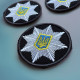 Шеврон на липучці Кокарда Поліція кругла 6 см чорний, вишитий патч нашивка липучка
