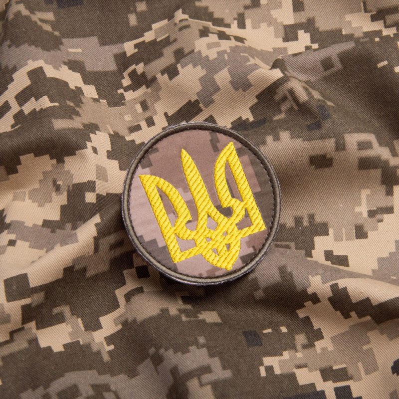 Шеврон на липучці Тризуб круглий 7 см вишитий патч нашивка