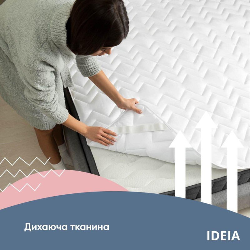 Наматрацник NORDIC СOMFORT 200х200 см IDEIA щіл 150 з еластичними стрічками по кутах захисний антиалергенний білий