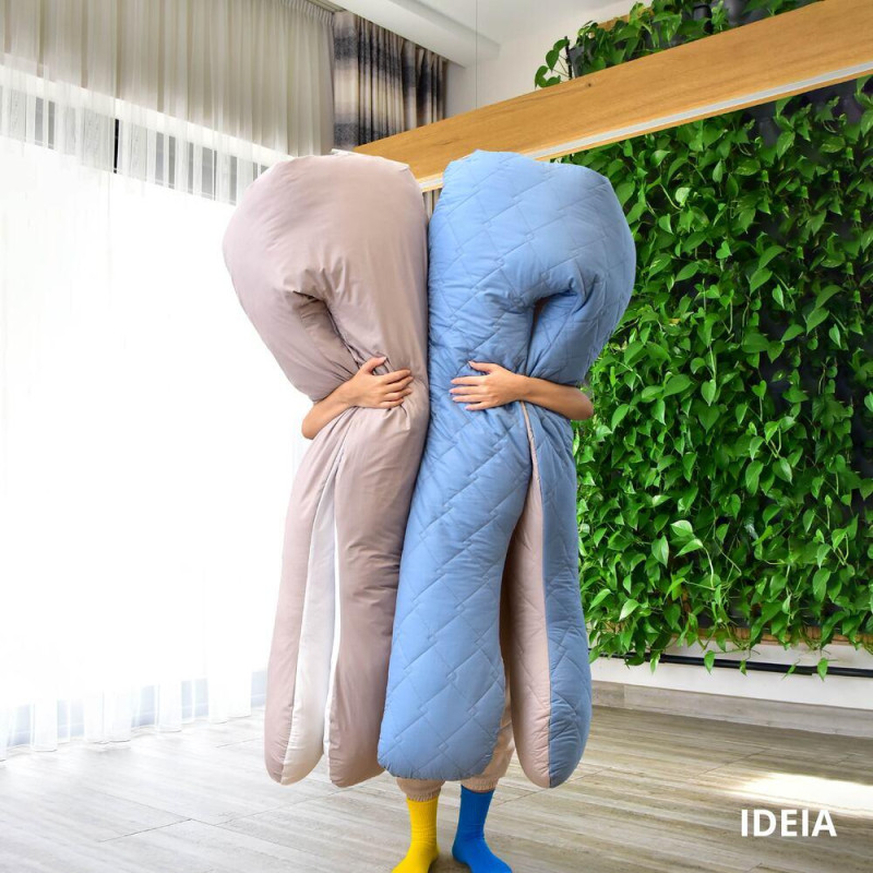 Подушка П-подібна для сну та відпочинку стьобана IDEIA 140х75х20 см U-shape з наволочкою на блискавці антиалергенна сіра