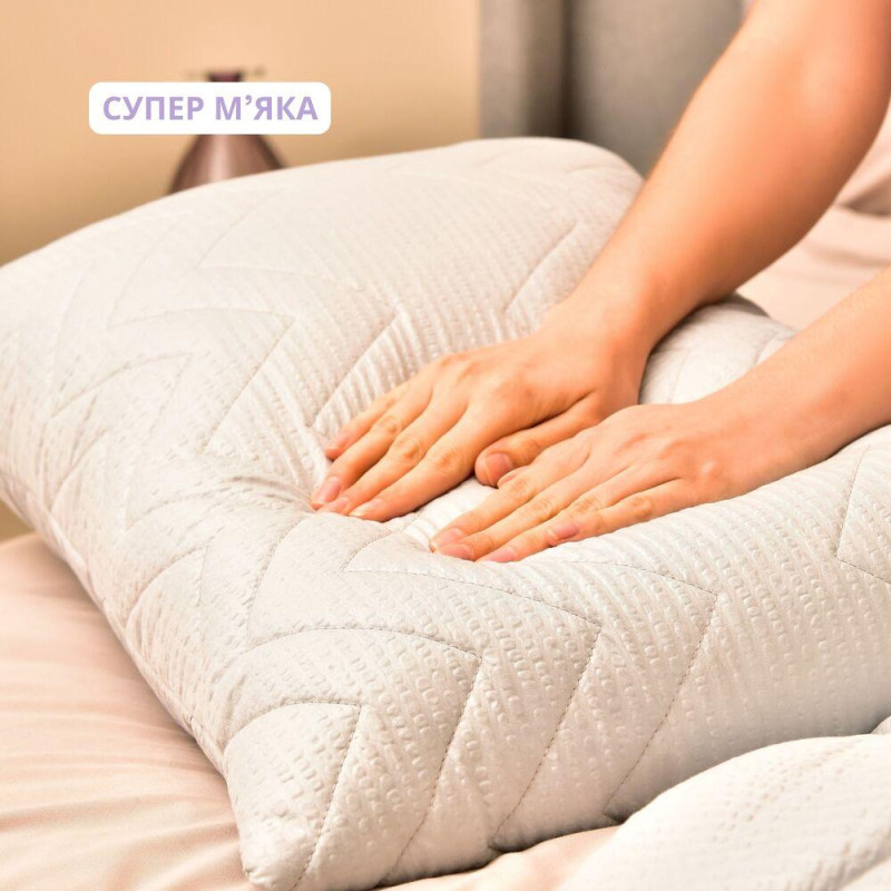 Подушка 50х70 см NORDIC COMFORT+ IDEIA антиллергенна холлофайбер сіра стьобана з блискавкою