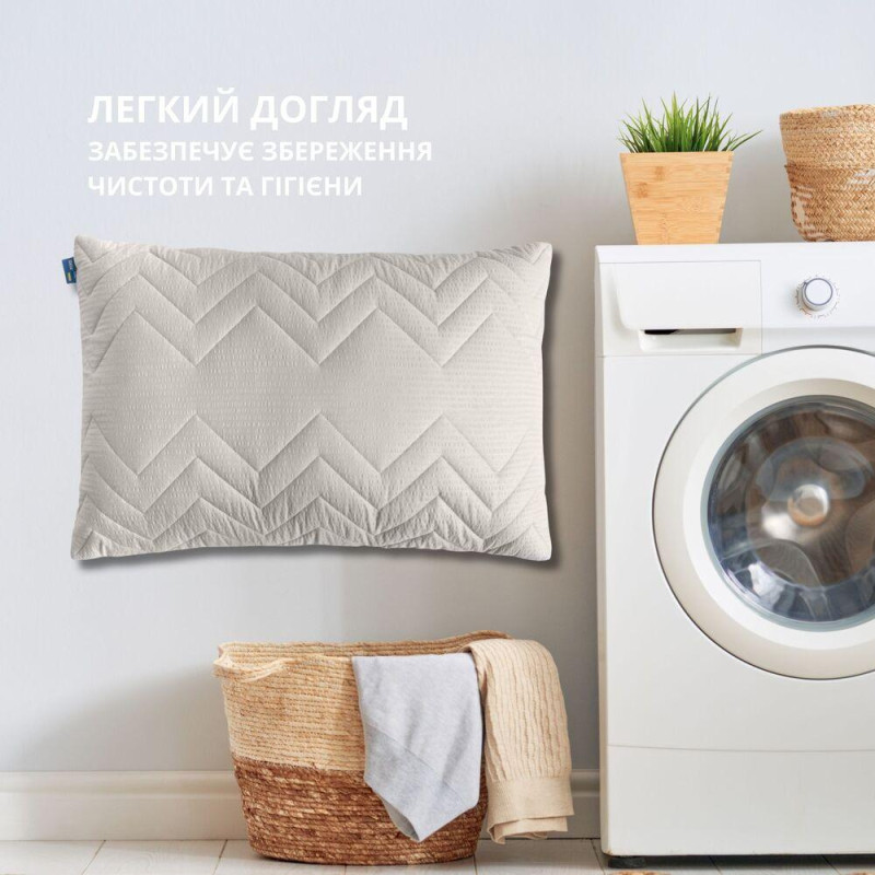 Подушка 50х70 см NORDIC COMFORT+ IDEIA антиллергенна холлофайбер сіра стьобана з блискавкою