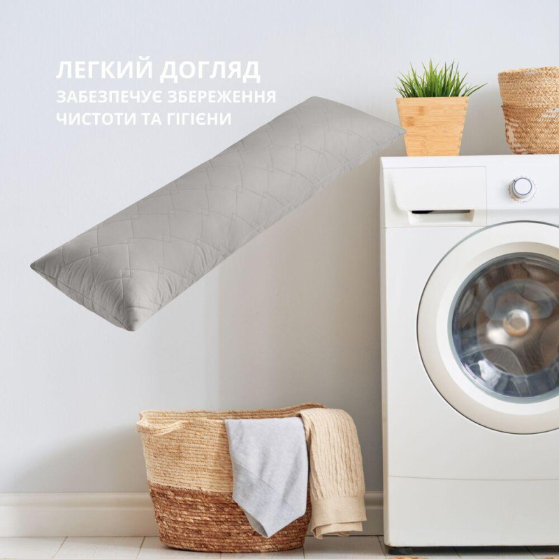 Подушка для сну та відпочинку 40x140 cм CUBE IDEIA сіра для тіла довга подушка антиалергенна