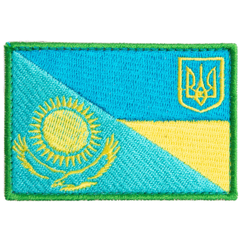 Шеврон на липучці прапор України та Казахстану Україна та Казахстан 5,5х8 см вишитий патч