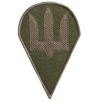 Шеврон на липучці Тризуб ДШВ 6,3х9,8 см хакі вишитий патч нашивка