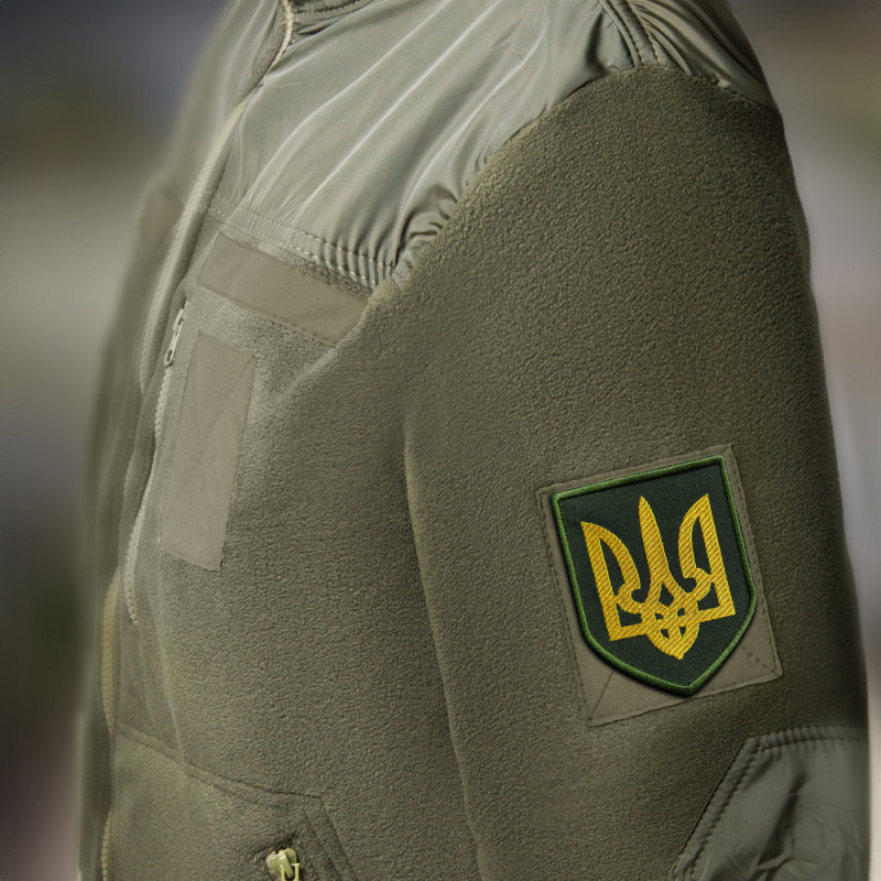 Набір шевронів 2 шт з липучкою Герб та Прапор України хакі вишитий патч нашивка