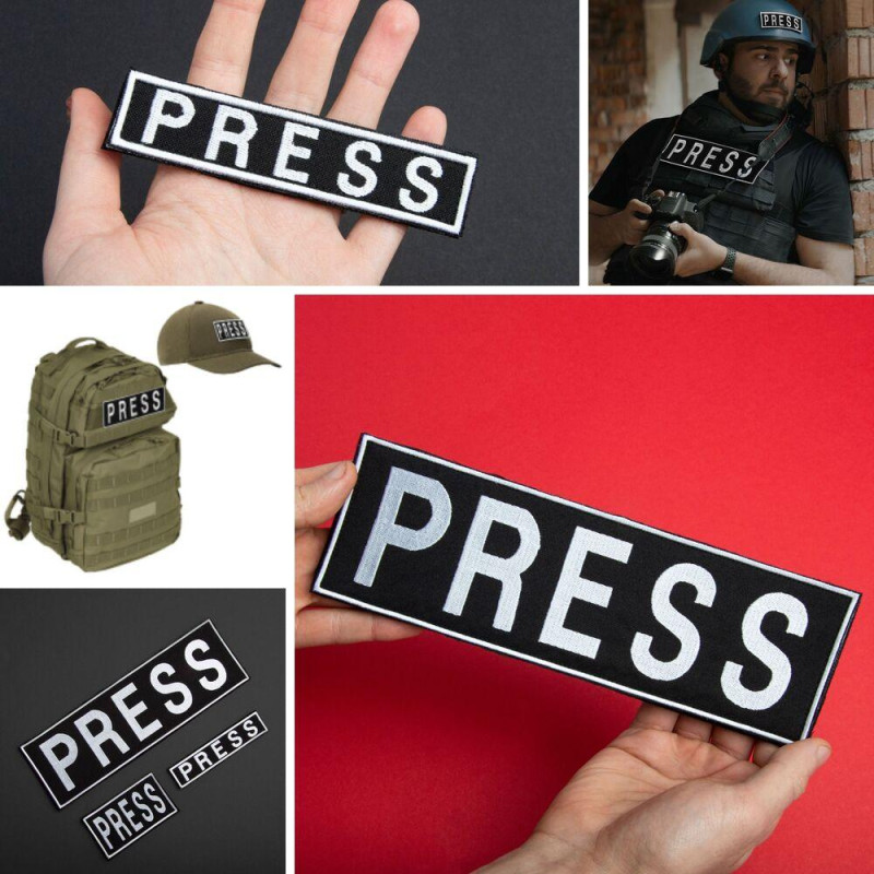 Набір шевронів 3 шт на липучці для журналістів Преса Press вишитий патч нашивка для працівників медіа та ЗМІ