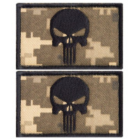 Набір шевронів 2 шт з липучкою PUNISHER Череп Карателя піксель 5х8 см вишитий патч нашивка Карателя