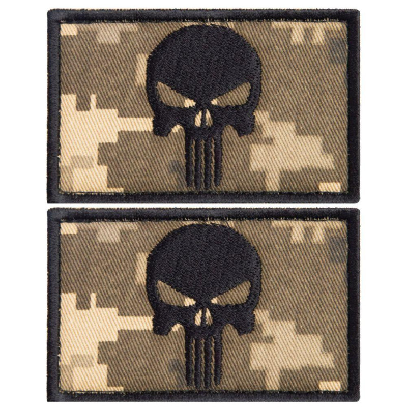 Набір шевронів 2 шт з липучкою PUNISHER Череп Карателя піксель 5х8 см вишитий патч нашивка Карателя
